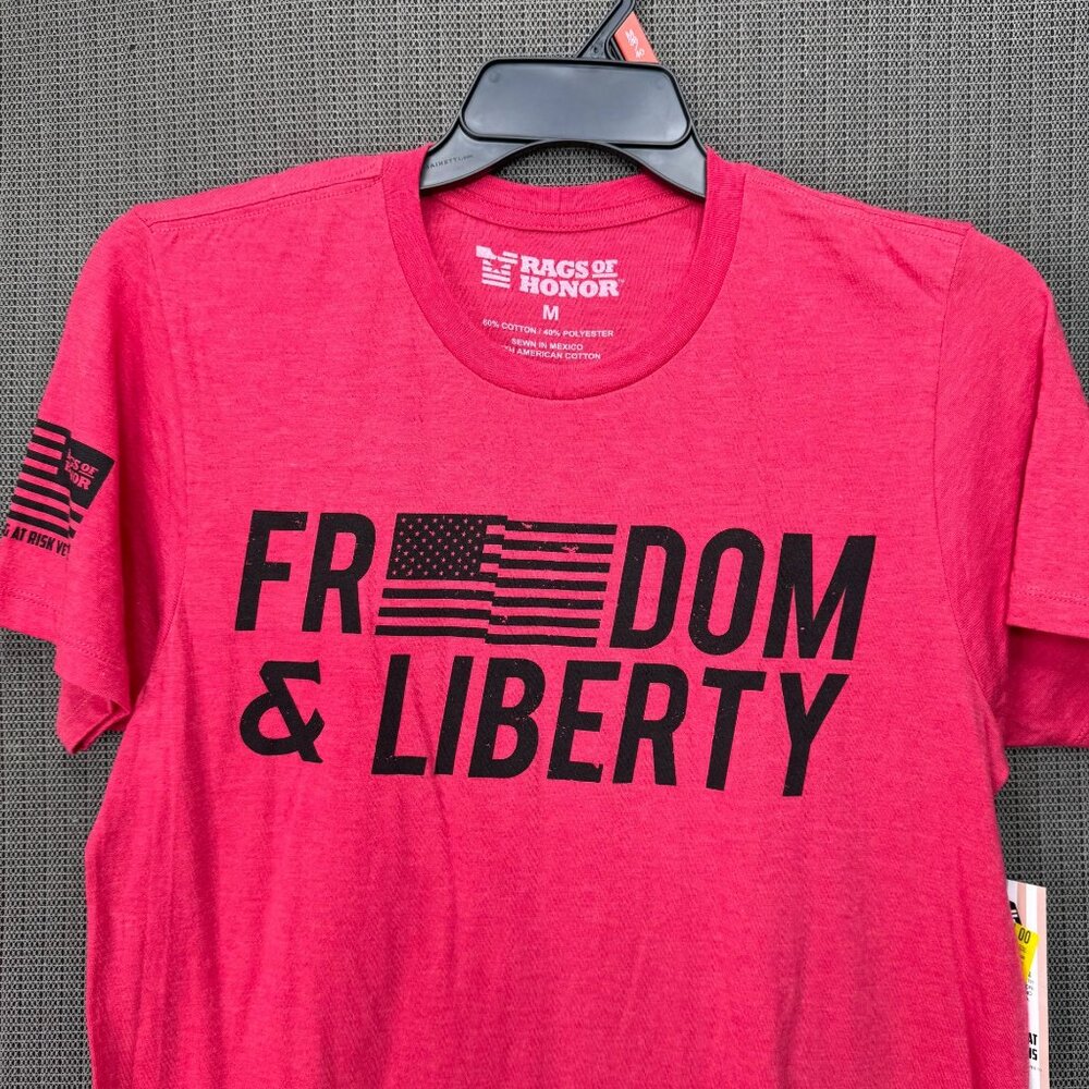 Rags Of Honor Freedom & Liberty Red Unisex Size M T-Shirt Patriotic Graphic Tee